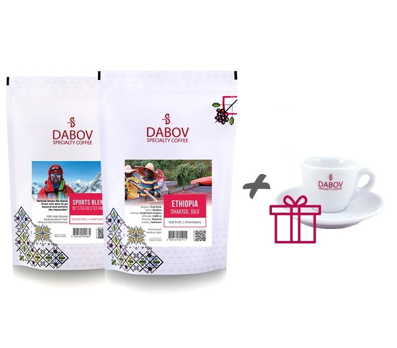 Coffee Box Level Up – two coffee beans packs * 200,8 g + an espresso cup