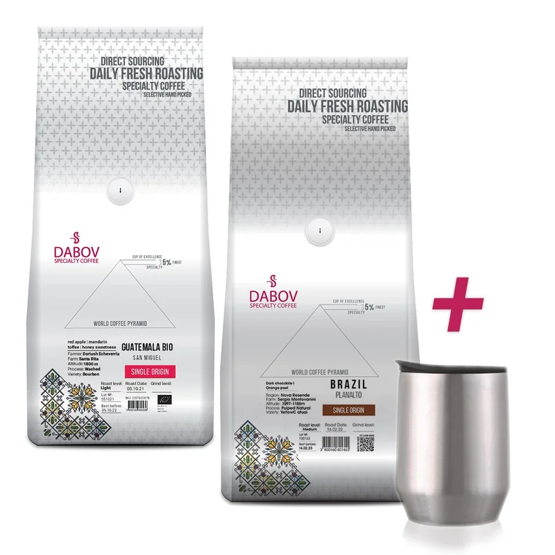 Coffee Box “Think Green, Be Green” – Coffee Beans Guatemala San Miguel BIO 1kg + Coffee Beans Brazil Planalto 1kg + Gift