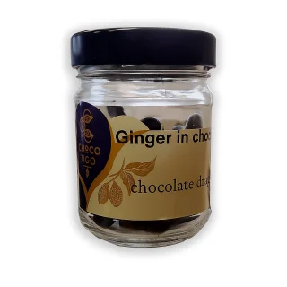 Ginger in Chocolate and cocoa glass jar