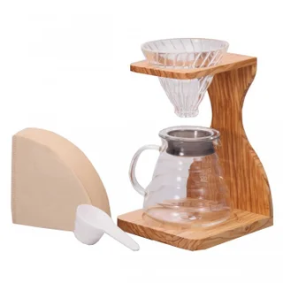 Olive Wood Stand Set V60 – 2 cups – Hario