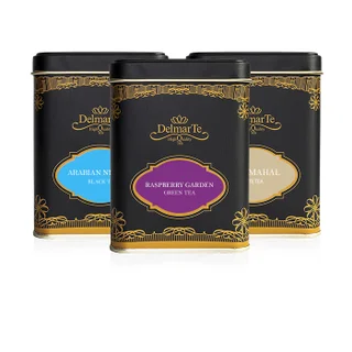‘Blend of Bliss’ DelmarTe Set Gift Box, featuring White, Green, and Black teas